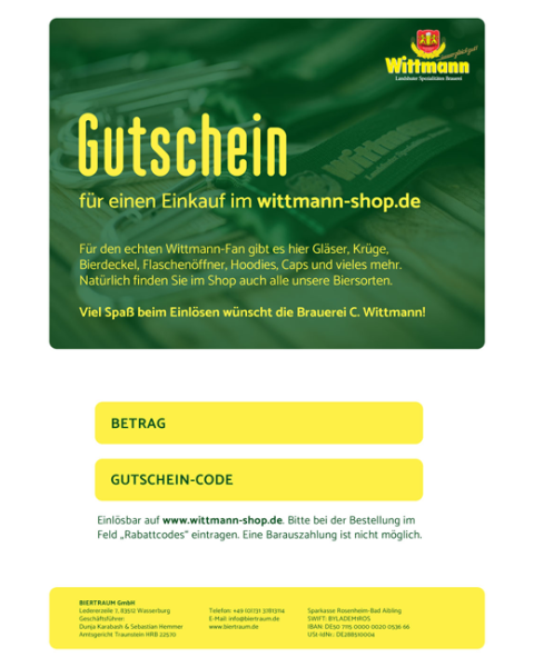 Wittmann Shop Geschenkgutschein